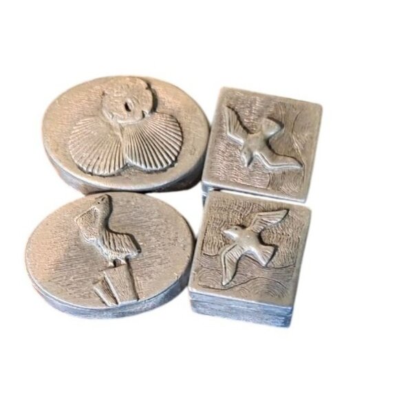 4 Vintage Trinket Boxes Yorkshire Designs Pewter 1978 Costal Collector Series 1" - Picture 16 of 16